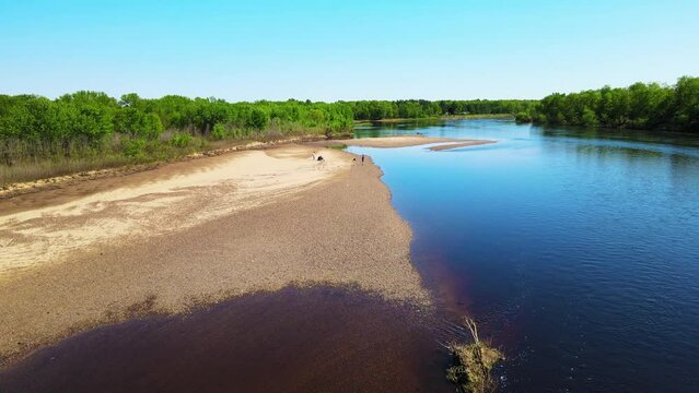 River Sand Bar Aerial Drone 