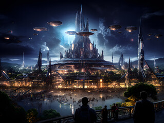 Spaceport on a Distant Planet. Generative ai.