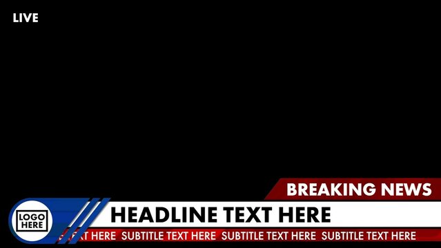 Full Screen Breaking News Headline with Logo and Live element