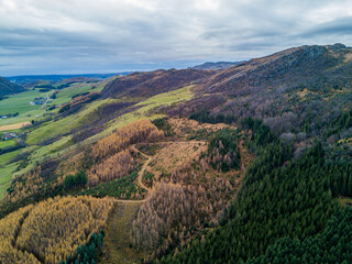 Beautiful aerial view of mountain and forests in Norway