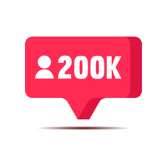 Thank you 200k followers celebration social media notification