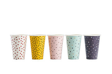Elegant Different Paper Cups Fullcolor On Transparent Background