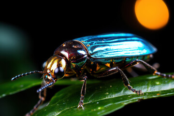 Naklejka premium A lightning bug glowing in the dark, showcasing bioluminescence and natural electricity. Generative Ai.