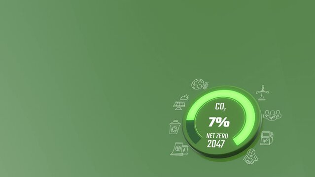 Net Zero Emissions 2050 Countdown Animation Green Power Concept Lower Right Side