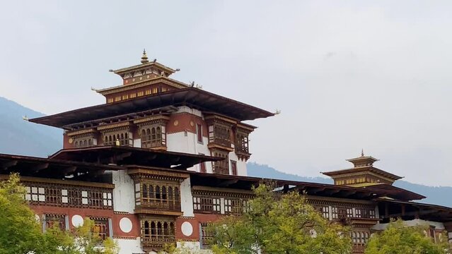 Punakha Dzong with river and green surrounding in Bhutan