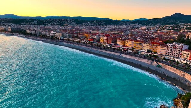 Aerial view of Nice, Nice, the capital of the Alpes-Maritimes department on the French Riviera, France