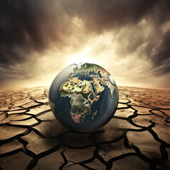 Earth in a Drought Desert Scene 