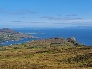 Slieve League or Slieve Liag is a mountain on the Atlantic coast of County Donegal, Ireland. At 601 metres, it has the second-highest sea cliffs in Ireland after Croaghaun, and some of the highest sea