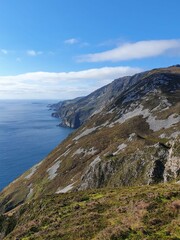 Fototapeta na wymiar Slieve League or Slieve Liag is a mountain on the Atlantic coast of County Donegal, Ireland. At 601 metres, it has the second-highest sea cliffs in Ireland after Croaghaun, and some of the highest sea
