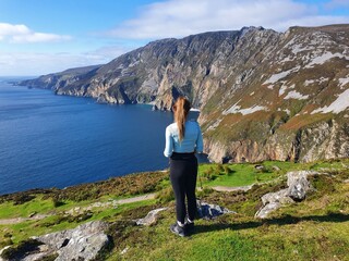 Slieve League or Slieve Liag is a mountain on the Atlantic coast of County Donegal, Ireland. At 601 metres, it has the second-highest sea cliffs in Ireland after Croaghaun, and some of the highest sea