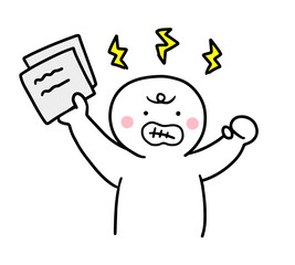 棒人間　書類を持って怒る