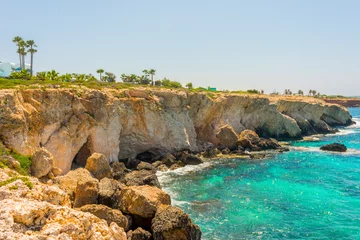 Gordijnen Cyprus landscape in ayia napa for banner background © serhii