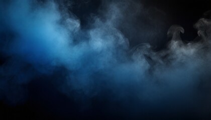 Blue and black smoke on a dark background - obrazy, fototapety, plakaty