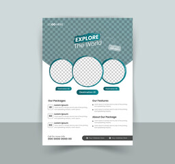 Minimal and simple travel flyer template / leaflet design.
