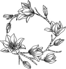 Stencil illustration wreath of flowers