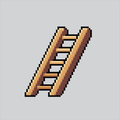 Pixel art illustration Ladder. Pixelated Ladder. Wood Iron climbing ladder pixelated for the pixel art game and icon for website and video game. old school retro. © Collaborapix