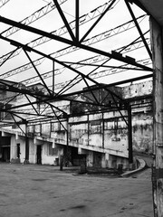 Vertical shot of an old abandoned building