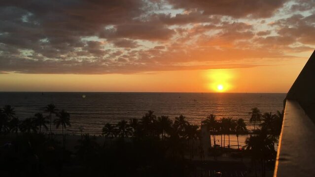 Beautiful view of sunset from an oceanfront condominium