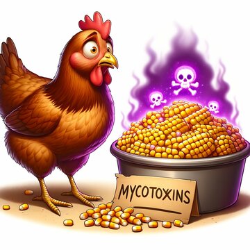 Key Risks of Mycotoxins in Corn, Grain for Poultry & Livestock . Mycotoxin Threats in Poultry Feed: Corn & Grain Hazards - Informative Picture