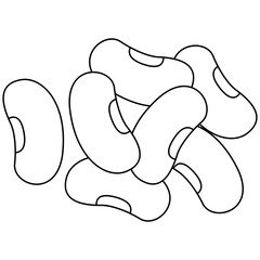 Red bean line art. Vector element with vegetarian theme. Illustration.