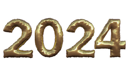 The numbers 2024 for the New Year with a transparent background. 