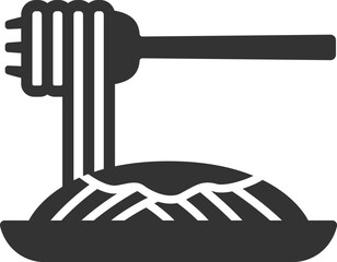 皿に盛り付けられた、パスタのアイコン（塗り）のイラスト