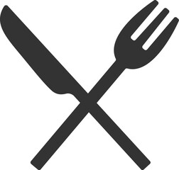 ナイフとフォークのアイコン（シルエット）のイラスト