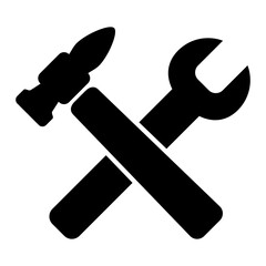 Hammer and wrench icon. Repair of equipment