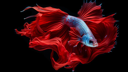 Red Siamese fighting fish, AI Generative.