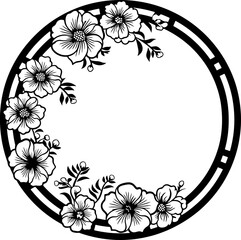 Circle chinese flower frame drawing