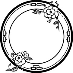 Circle chinese flower frame drawing