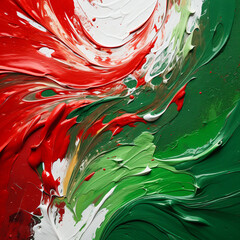 Red and Green paint splatter. Abstract art. Desktop background. - obrazy, fototapety, plakaty