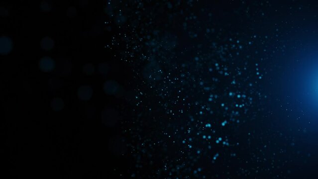 Abstract soft slow motion blue particles and light animation. Seamless loop 4k loop