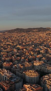 Vertical Video Modern cityscape of Barcelona Aerial View