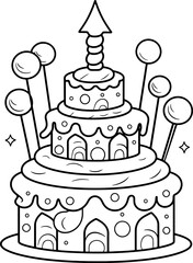 Birthday cake sketch drawing