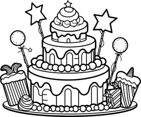 Birthday cake sketch drawing