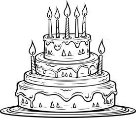 Birthday cake sketch drawing