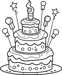 Birthday cake sketch drawing