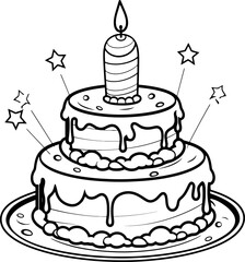 Birthday cake sketch drawing