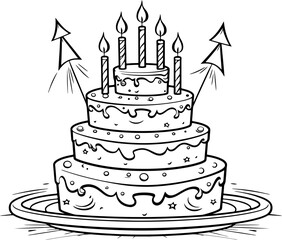 Birthday cake sketch drawing