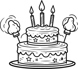 Birthday cake sketch drawing