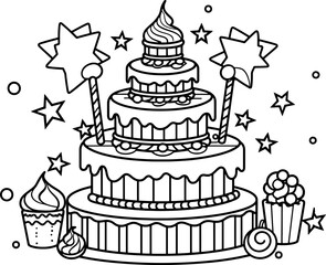 Birthday cake sketch drawing