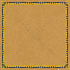 Square Parchment with Fleur de Lis Frame and Crossed Gladiuses