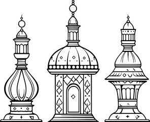 Arabic lamp sketch drawing