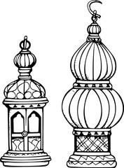 Arabic lamp sketch drawing