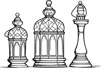 Arabic lamp sketch drawing