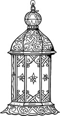 Arabic lamp sketch drawing