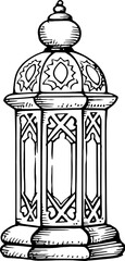 Arabic lamp sketch drawing