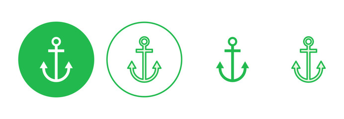 Anchor icon set. Anchor symbol logo. Anchor marine icon.