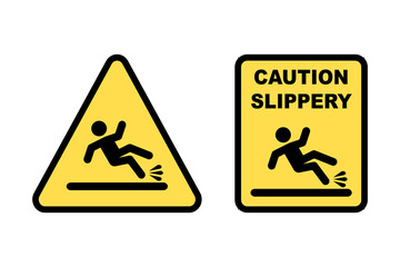 slippery sign vector. caution slippery. slip caution sign and symbol. stock vector